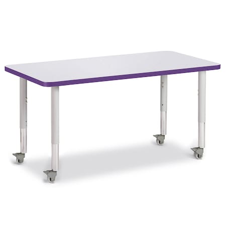 Jonti-Craft Berries Rectangle Activity Table, 24 in. x 48 in., Mobile, Freckled Gray/Purple/Gray 6403JCM004